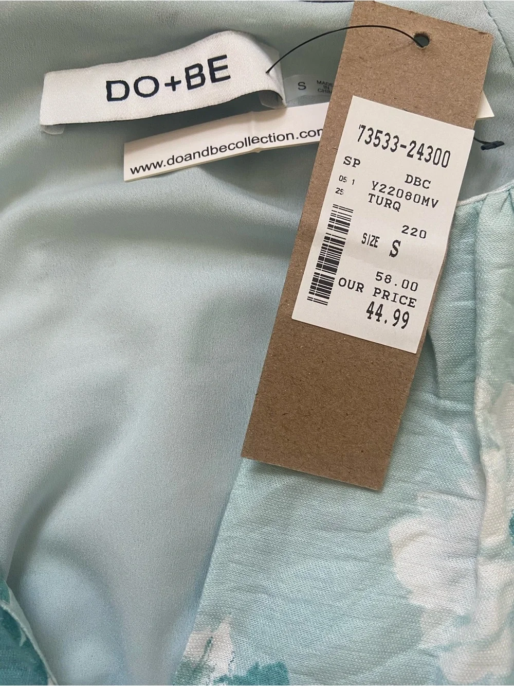 NWT DO+BE Mint Floral Puff Statement Sleeve Tie Back Romantic Crop Top Size S